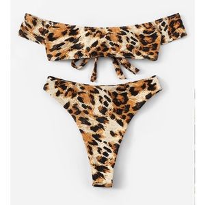 Leopard cheetah high leg bikini